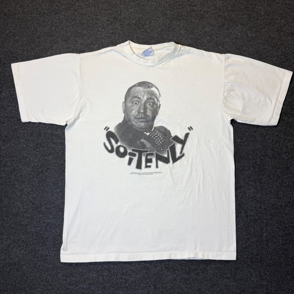 Vintage All Sport Three Stooges T-Shirt Mens XL White 1996 Curly So-Tenly USA